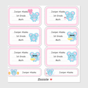 School sticker labels(Cute Rat)