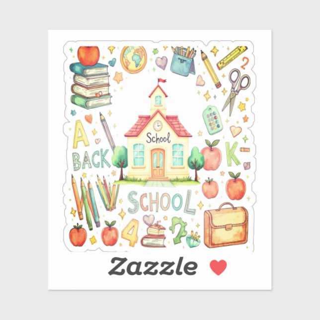 School Stickers for Kids | Classroom Icons, Books  (Sheet)