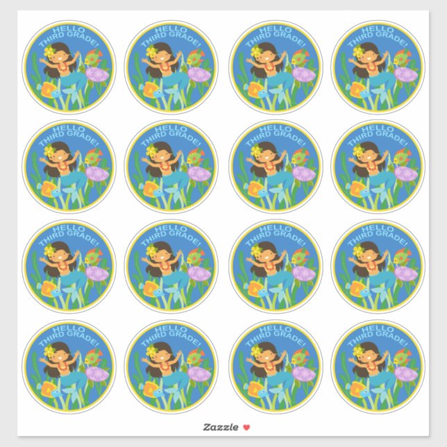 School Stickers Hello Third Grade! (Sheet)