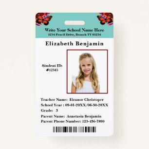  School Student Boys Girls ID Identification Card ID Badge