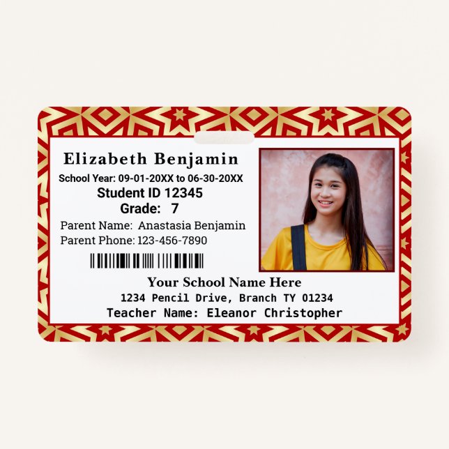 School Student Child Kids Photo ID Identification  ID Badge (Front)