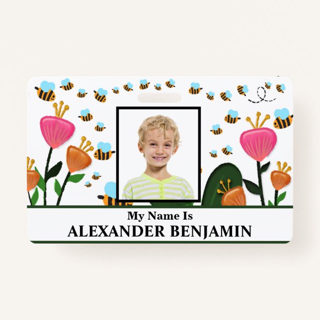 School Student Child Photo Name ID Card Custom   ID Badge (Front)