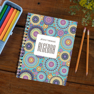 School Subject Personalised Colourful Teal Notebook