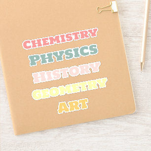 School Subject Stickers, Aesthetic