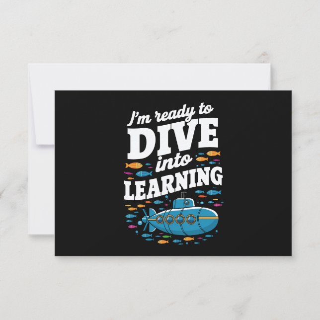 School Submarine Ready To Dive Into Learning Thank You Card (Front)