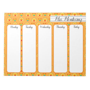 School Supplies and Rainbow Hearts Pattern School Notepad