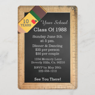 School Supplies Chalkboard Class Reunion Invitation