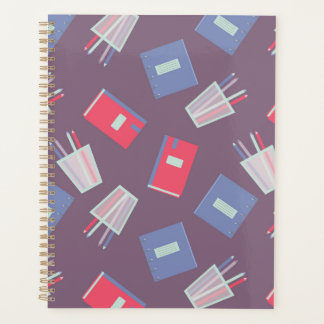 School supplies colour seamless pattern planner