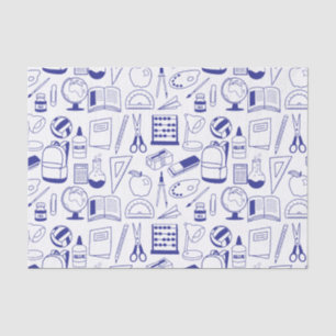 School Supplies Drawn Illustrated Collage  Tissue Paper