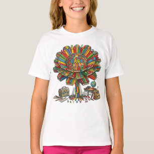 School Supplies Kids Elementary Flower Teacher Art T-Shirt