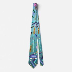 School supplies ombré pattern tie