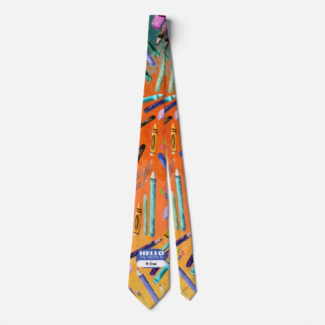 School supplies ombré pattern tie (Front)