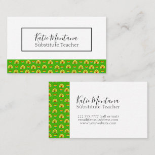 School Supplies Pattern Substitute Teacher  Business Card