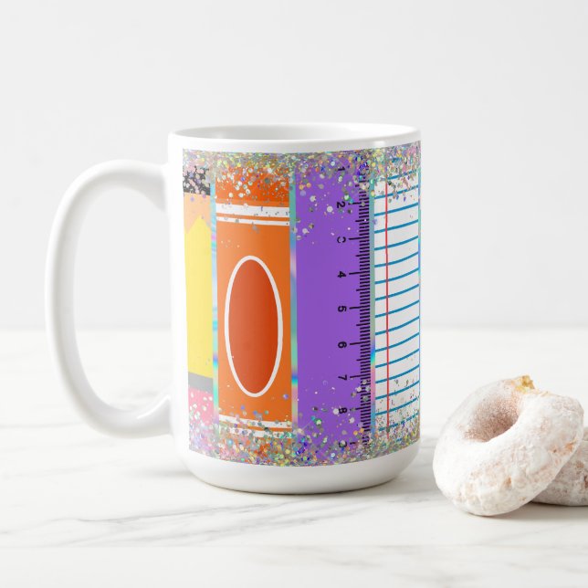 School Supplies Sparkles  Coffee Mug (With Donut)