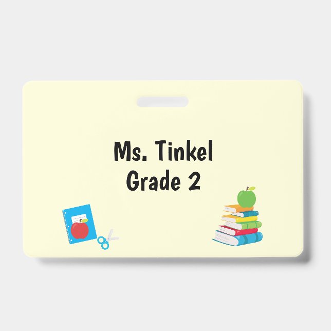 School Supplies Teacher Aide Grade Department ID Badge (Front)