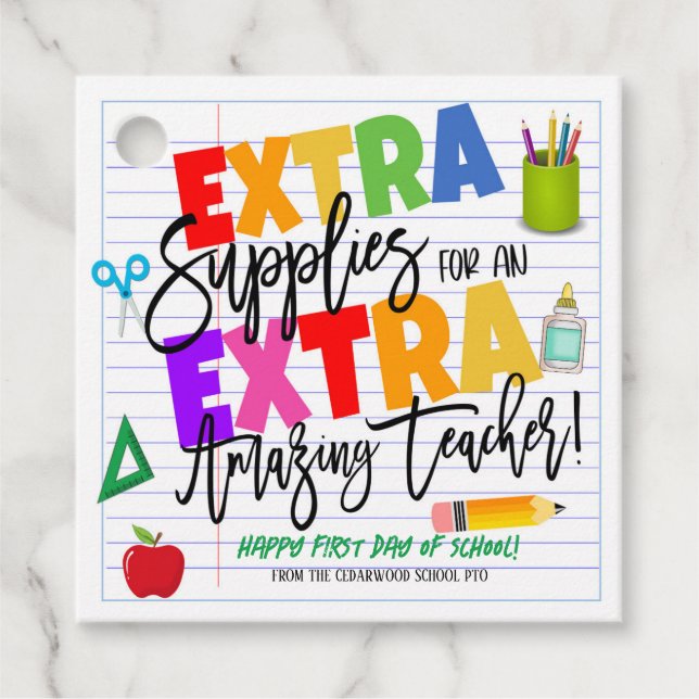 School Supplies Teacher Tag (Front)