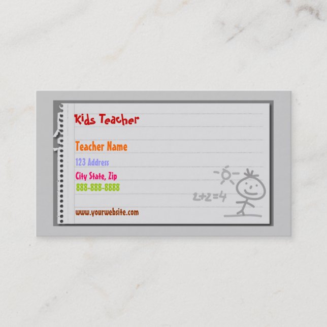 School Teacher Business Cards (Front)