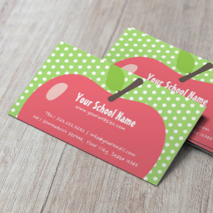 School Teacher Childcare Cute Apple Business Card