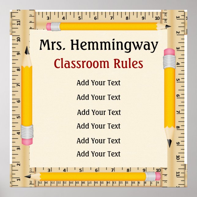 School Teacher Classroom Rules / Goals - SRF Poster (Front)