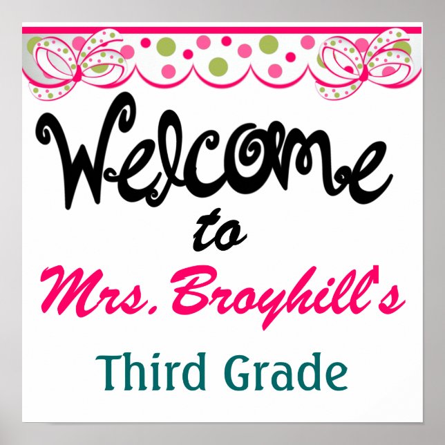 School - Teacher Classroom Welcome - SRF Poster (Front)