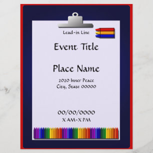 School Teacher Crayon Design Event Flyer