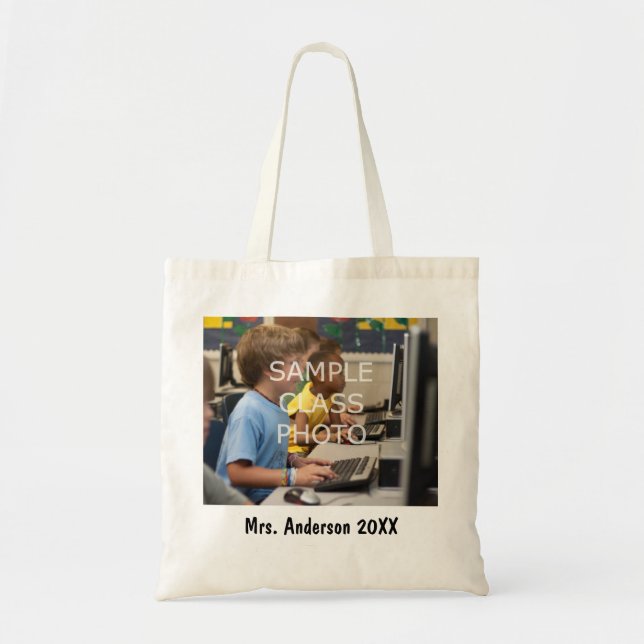 School Teacher Custom Class Photo & Text Tote Bag (Front)