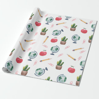 School teacher cute bright wrapping paper