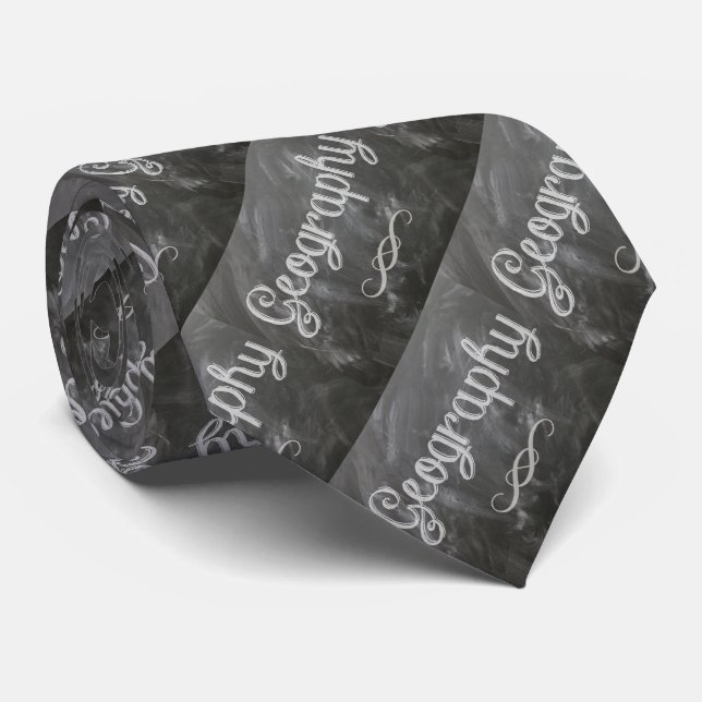 School Teacher Geography Blackboard Chalk Necktie (Rolled)