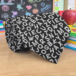 School Teacher Letters on Chalkboard Necktie Tie