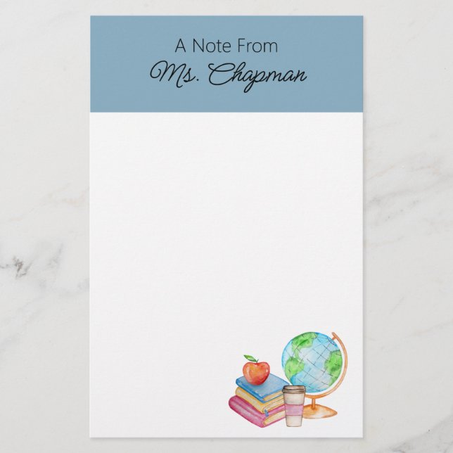 School Teacher Notes Stationery (Front)