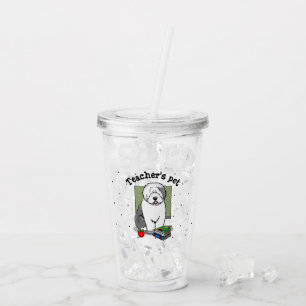 School Teacher Old English Sheepdog (Grey 1) Cute Acrylic Tumbler