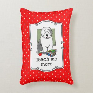 School Teacher Old English Sheepdog (Grey 1) Cute Decorative Cushion