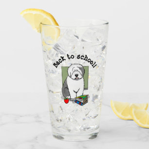 School Teacher Old English Sheepdog (Grey 1) Cute Glass
