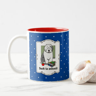 School Teacher Old English Sheepdog (Grey 1) Cute Two-Tone Coffee Mug