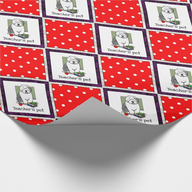 School Teacher Old English Sheepdog (Grey 1) Cute Wrapping Paper (Corner)