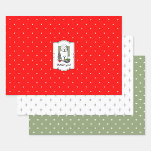 School Teacher Old English Sheepdog (Grey 1) Cute Wrapping Paper Sheet