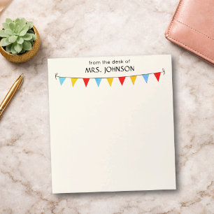 School Teacher or Coach Colourful Bunting Flags Notepad