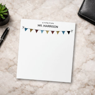 School Teacher or Coach Rustic Bunting Flags Notepad
