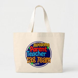 School Teacher Parent TAG TEAM Large Tote Bag