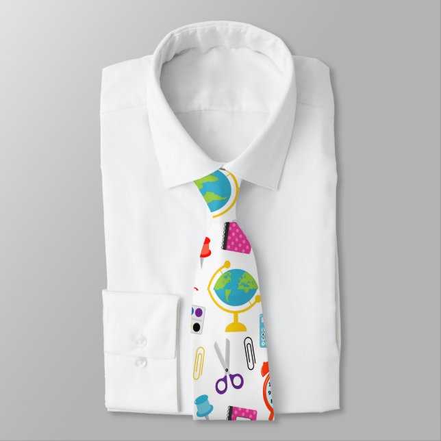 School Teacher Pattern Colorful Tie (Tied)