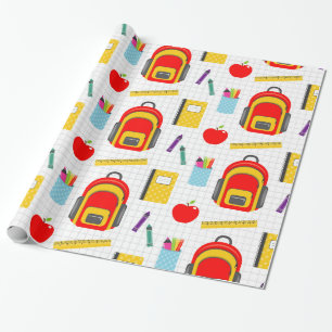 School Teacher Pattern Colorful Wrapping Paper
