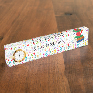 School Teacher Pattern Colourful Nameplate