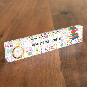 School Teacher Pattern Colourful Nameplate