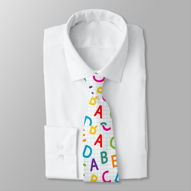 School Teacher Pattern Colourful Tie (Tied)