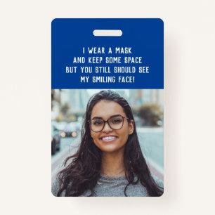 School teacher photo and name blue ID badge