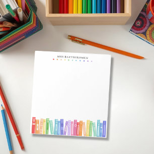 School Teacher Rainbow Color Books Custom  Notepad