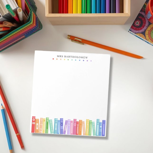 School Teacher Rainbow Color Books Custom  Notepad (Creator Uploaded)