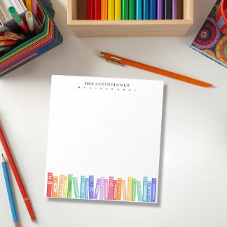 School Teacher Rainbow Colour Books Custom Notepad