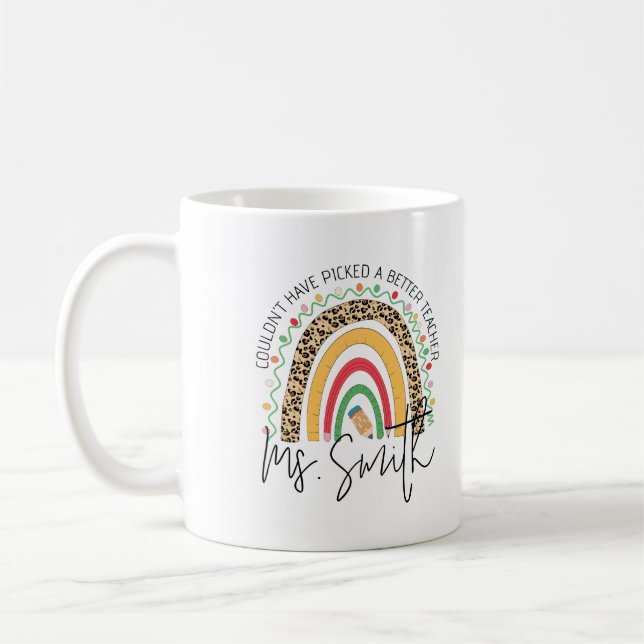 School Teacher Rainbow Custom Thank your Gift Coffee Mug (Left)