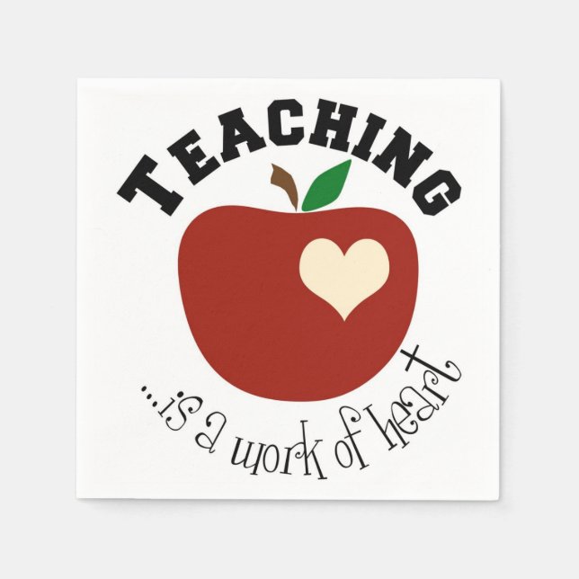 School Teacher`s White Cocktail Paper Napkins (Front)